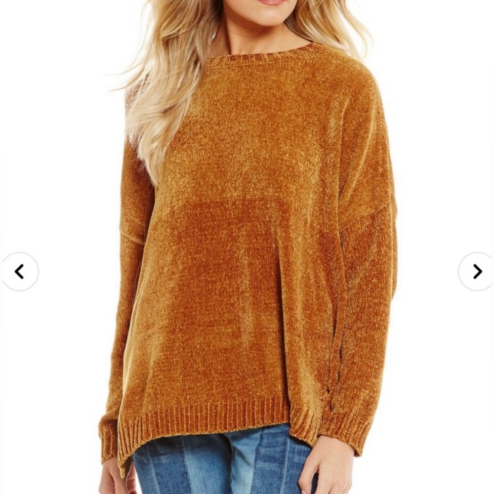 Chelsea and Violet Chenille Sweater Orange Burnt Umber XS